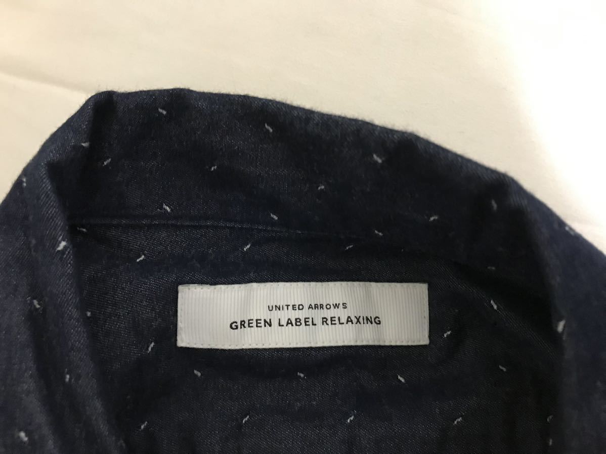  genuine article green lable UNITEDARROWS United Arrows cotton pattern open color Denim short sleeves shirt men's American Casual Surf military navy blue S