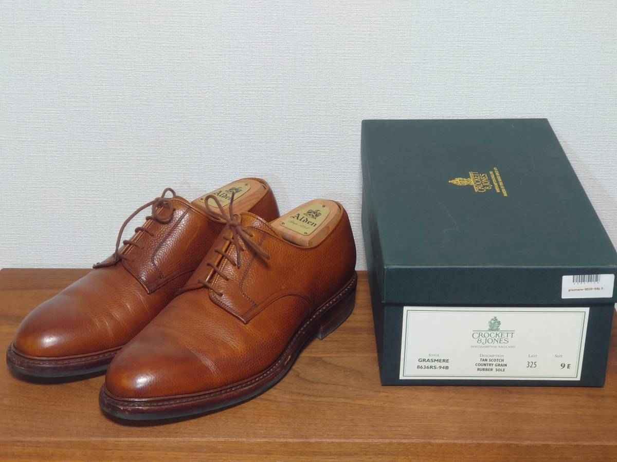 Crockett & Jones Grasmere レザー ダービーシューズ 9E 箱付き