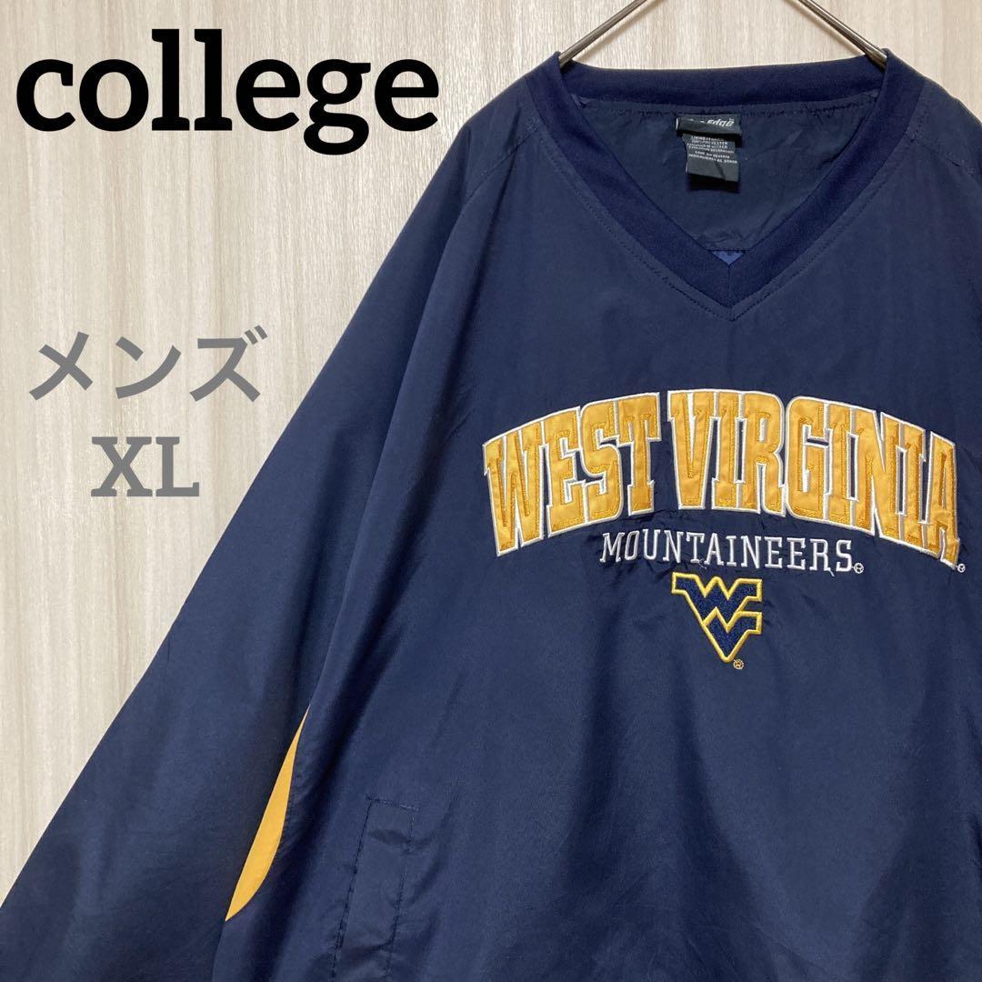 カレッジ ウェストバージニア大学 プルオーバーナイロンジャケット 刺繍ロゴ XL