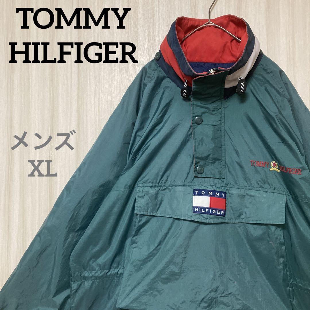 トミーヒルフィガー  ハーフジップ ナイロンジャケット 刺繍ロゴ 緑