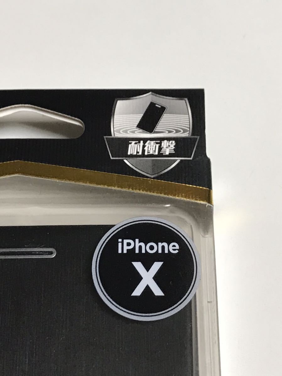 匿名送料込み iPhoneX用カバー 手帳型ケース ブラック スマートセンサー対応 マグネットロック 新品iPhone10 アイホンX アイフォーンX/QE0