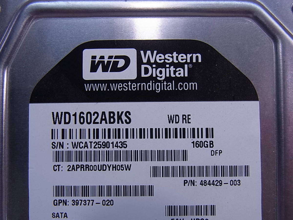 ◎K/457●ウェスタンデジタル☆Western Digital☆3.5インチHDD(ハードディスク)☆160GB SATA 7200rpm☆WD1602ABKS☆中古品_画像2