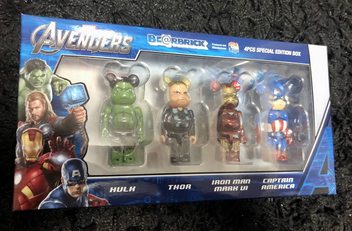 BE@RBRICK アベンジャーズ ダメージVer. 100% 4体 開封済