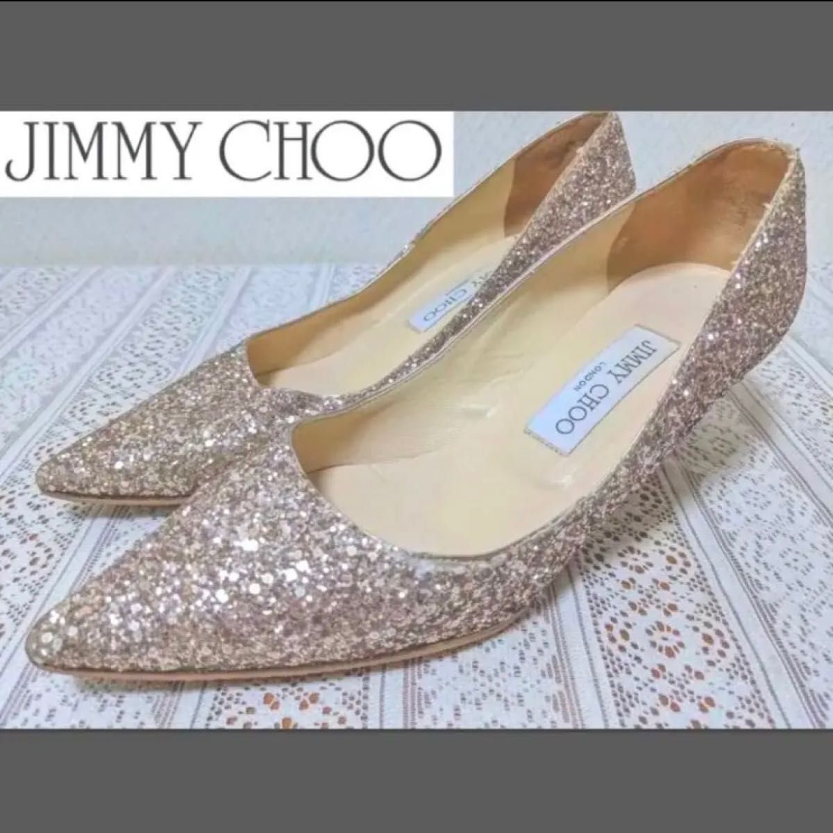 美品】JIMMY CHOO ジミーチュウ パンプス グリッター ラメ 23cm ヒール