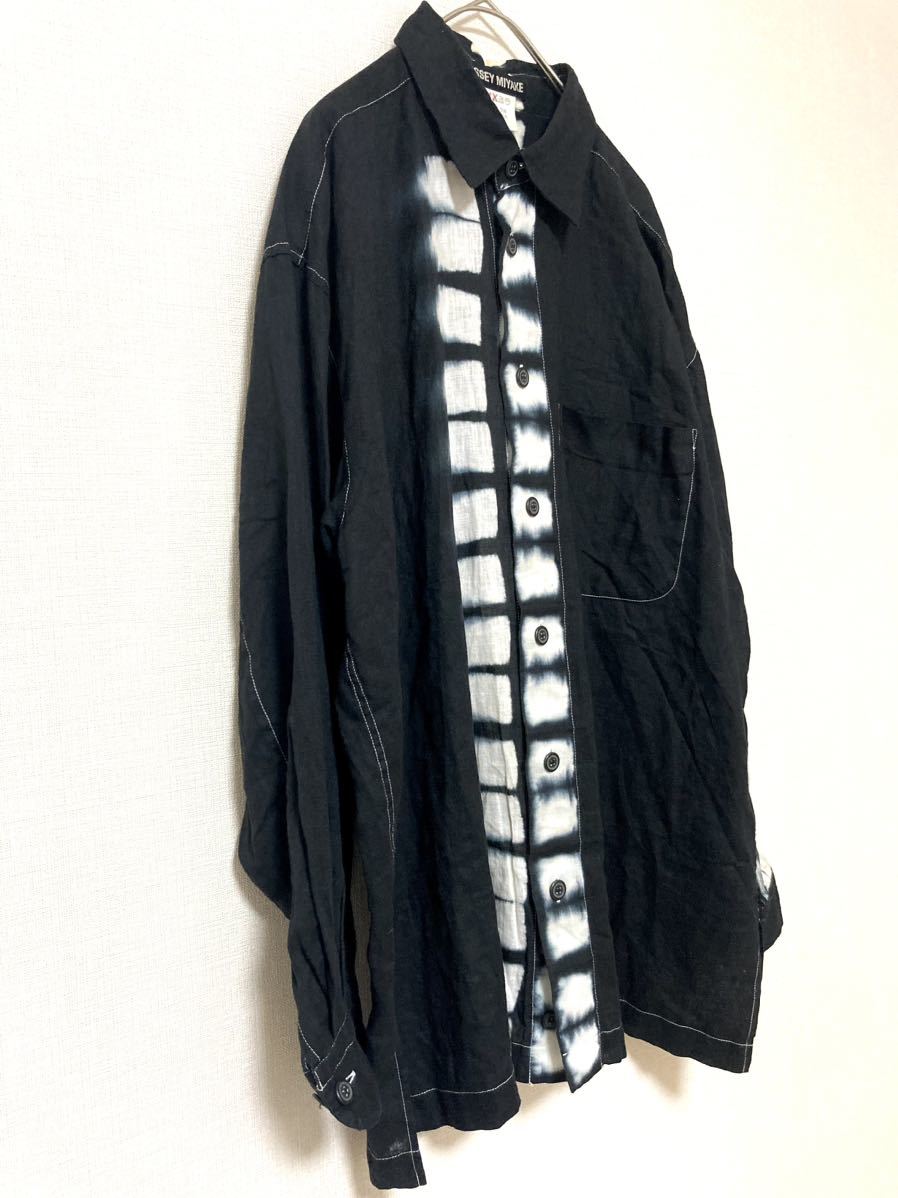 イッセイミヤケ issey miyake 絞り染め ブリーチ シワ加工 長袖 シャツ