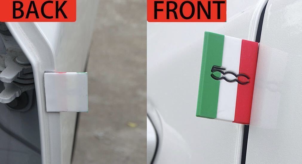 簡単カスタム/フィアット 500 イタリア国旗 エンブレム ドア ステッカー ワンポイントドレスアップ 防水 FIAT 汎用品_画像6