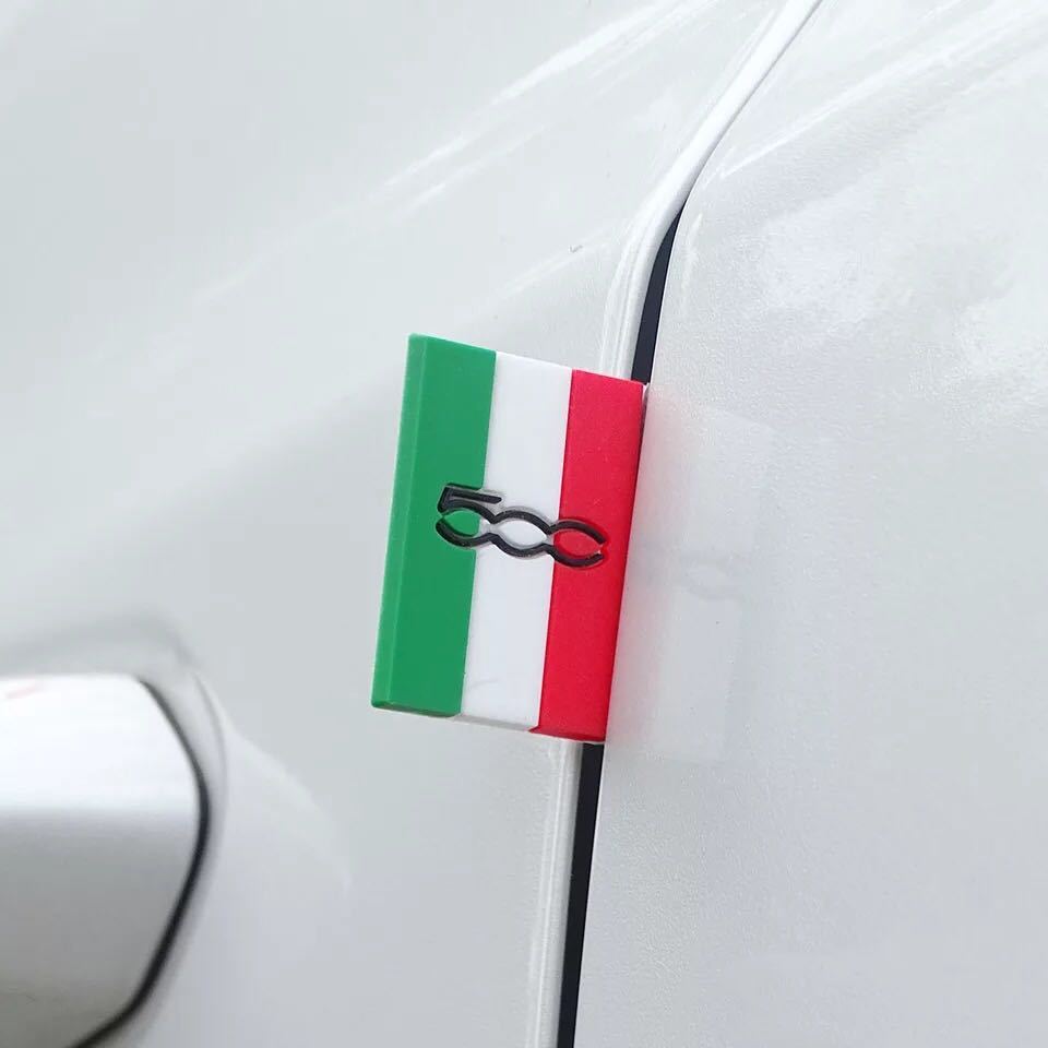 簡単カスタム●フィアット 500 イタリア国旗 エンブレム ドア ステッカー ワンポイントドレスアップ 防水 FIAT 汎用品_画像2