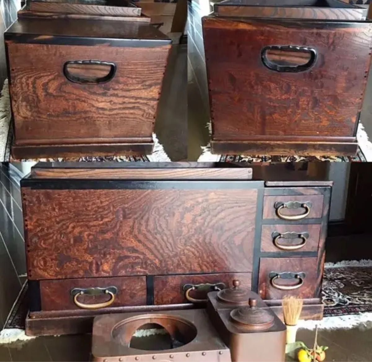 特別出品〟江戸火鉢 関東火鉢 欅 玉杢 縁に黒柿 銅炉付|Yahoo 特別出品〟江戸火鉢 関東火鉢 欅 玉杢 縁に黒柿 銅炉付|Yahoo