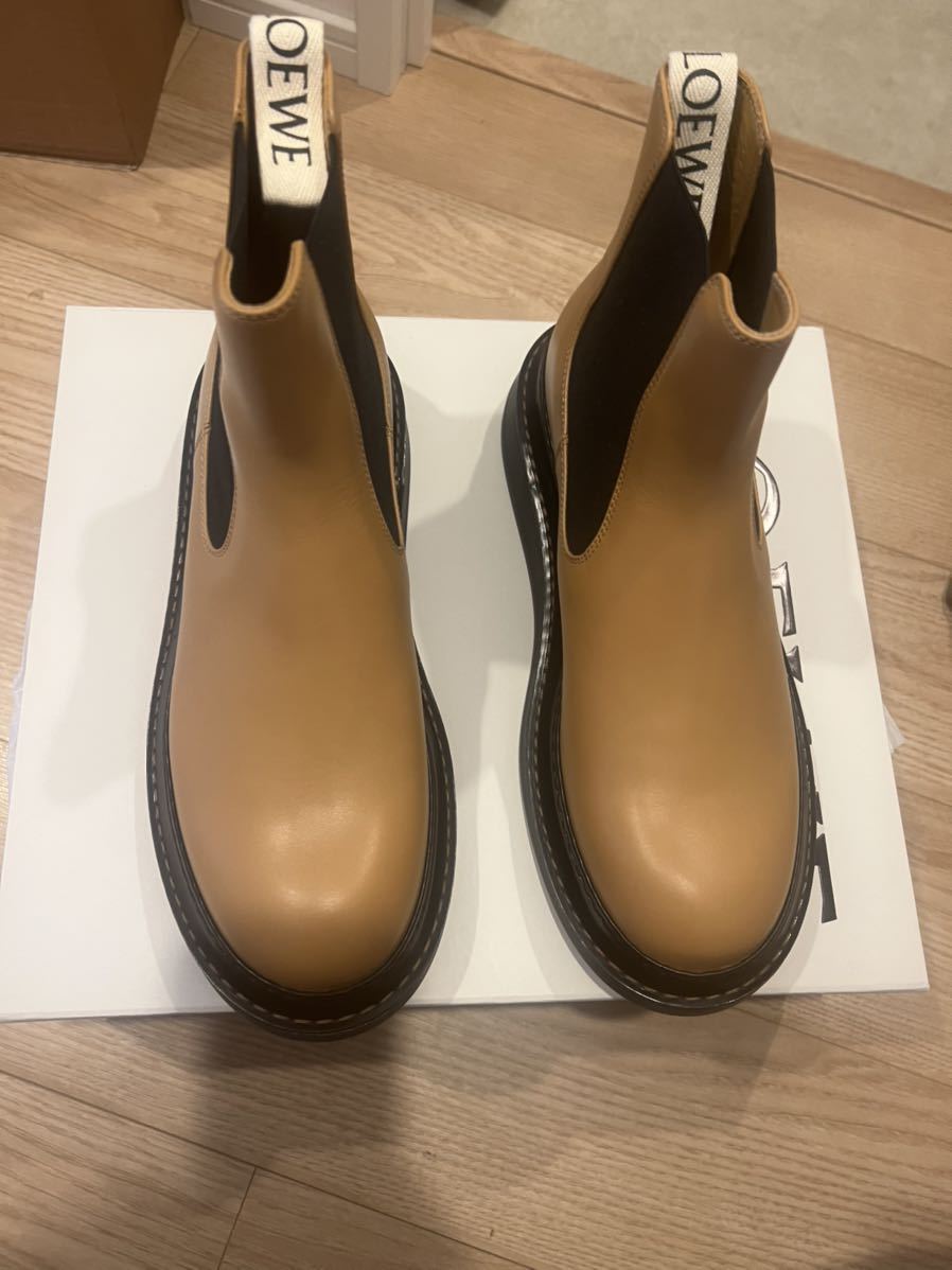  new goods Loewe LOEWE Chelsea boots side core EU41 26cm lady's for caramel 