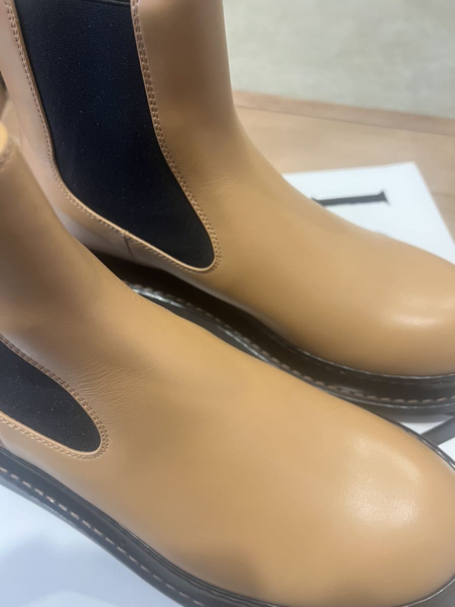  new goods Loewe LOEWE Chelsea boots side core EU41 26cm lady's for caramel 