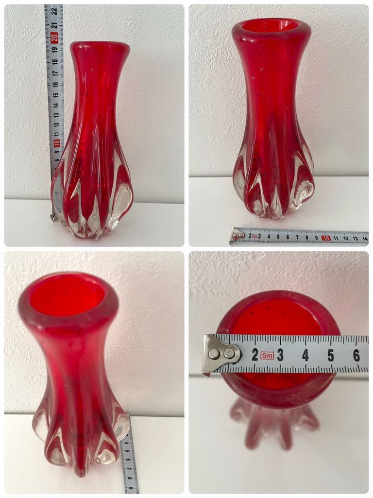 UN2] Showa Retro ваза цветок основа ваза для цветов красный 