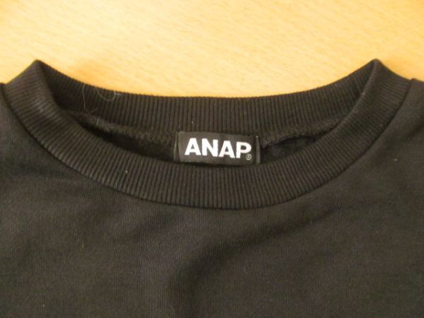 (51318)ANAP　アナップ　レディース　裏起毛　ロゴ　スウェット　プルオーバー　ブラック　F　USED_カラー　ブラック