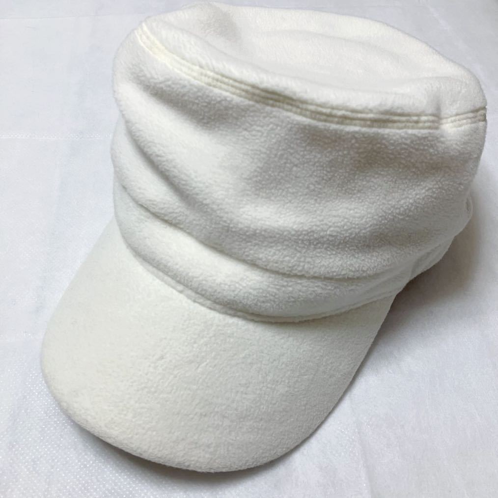 レディース　フリース　キャップ　帽子　オフホワイト×アイボリー　57.5cm_画像1