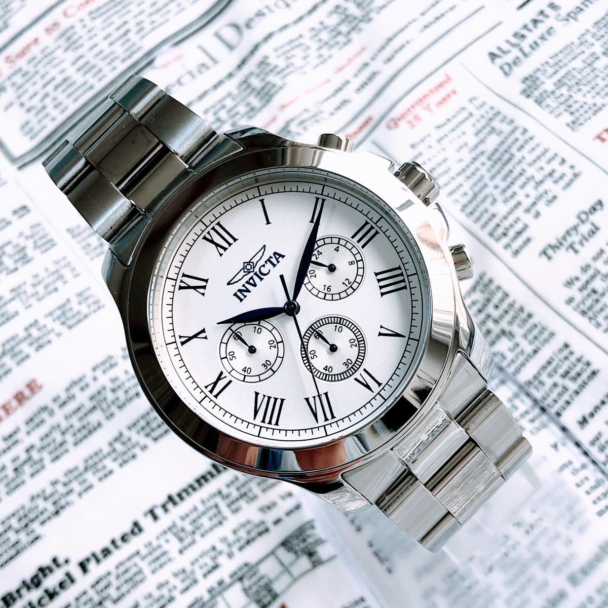 2381メンズ 腕時計 インビクタ Invicta クォーツ 白文字盤 Quartz 動作