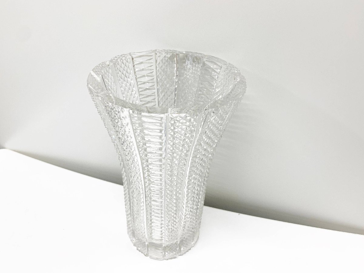 クリスタルガラス フラワーベース 花瓶 花器 硝子 インテリア オブジェ 高さ28.3㎝ 雑貨 飾り