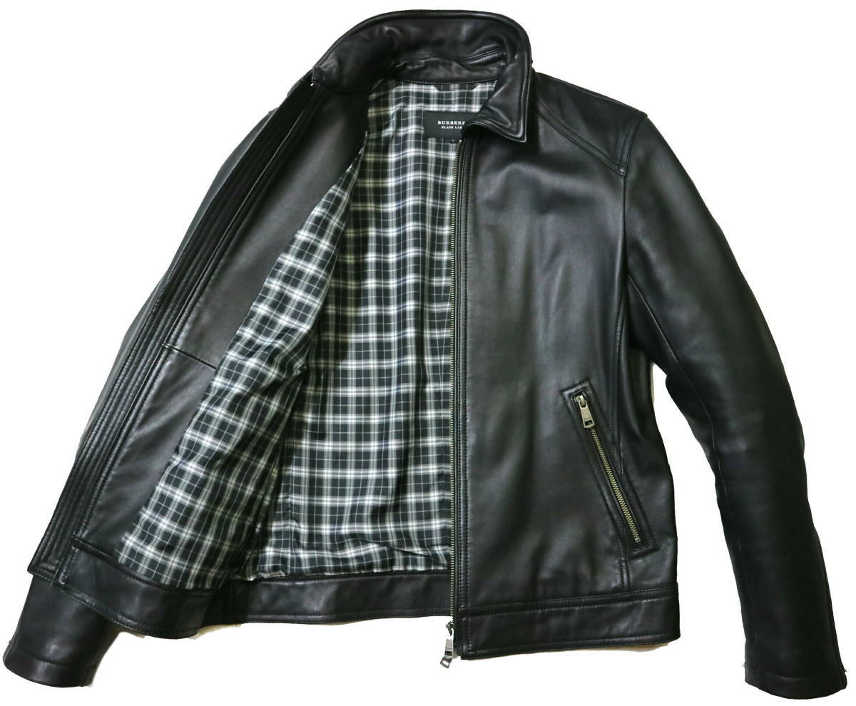 BURBERRY BLACK LABEL L ライダース 羊革 レザージャケット-