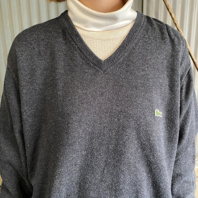 ビッグサイズ LACOSTE ラコステ Vネック コットン ニットセーター メンズ2XL_画像3