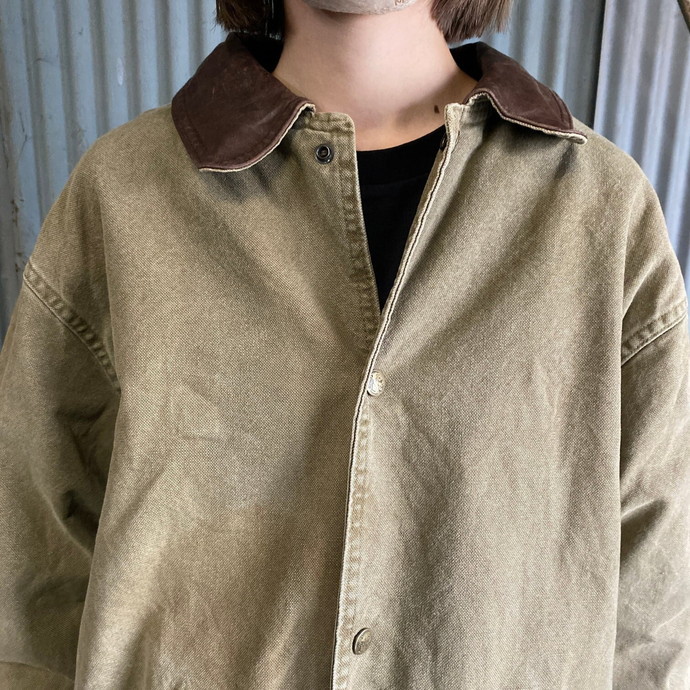 USA製 80年代 WOOLRICH ウールリッチ レザー襟 ハンティングジャケット メンズS_画像3