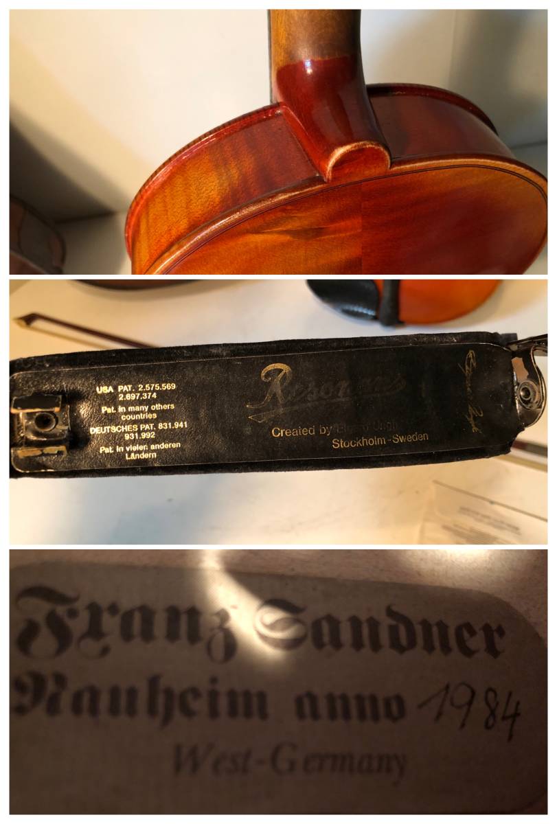 YU-922 Franz Sander フランツザンドナー ビオラ 4弦 全長約66㎝ 1984年 ハードケース 弦 弓付 トゥルテ TQURT 弦楽器 オーケストラの画像6