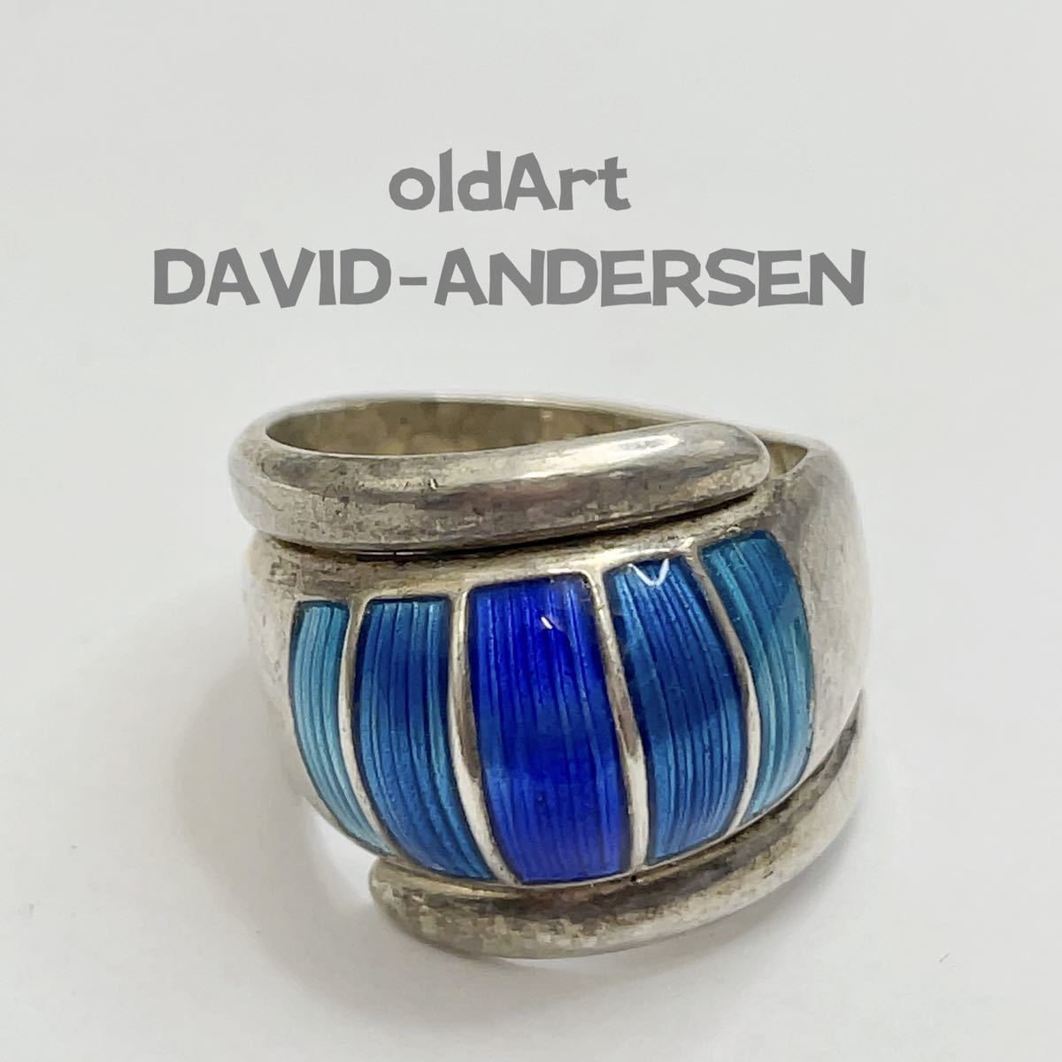 アンティーク ヴィンテージ 北欧ノルウェー製1940-50年代David Andersen デビッドアンデルセン エナメル七宝焼 シルバーリング指輪 16号