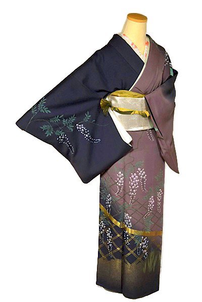 かわいい~!」 訪問着 最高級 新品同様 暈し染め 寿光職 金糸 藤 松