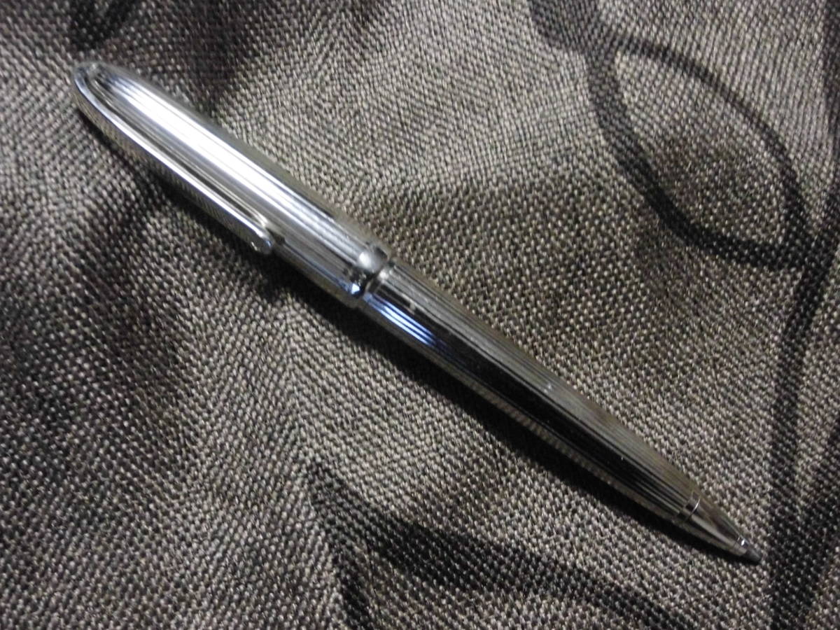 稀少 Cartier カルティエ ボールペン 縦縞 シルバーカラー 太め 回転式