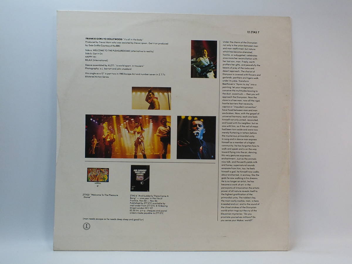 12ZTAS 7 FRANKIE GOES TO HOLLYWOOD WELCOME TO THE PLESURE DOME LP 【8商品以上同梱で送料無料】_画像3