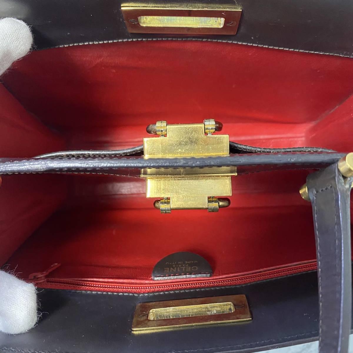 CELINE セリーヌ ガンチーニ ダブルフェイス ワン ハンドバッグ レザー