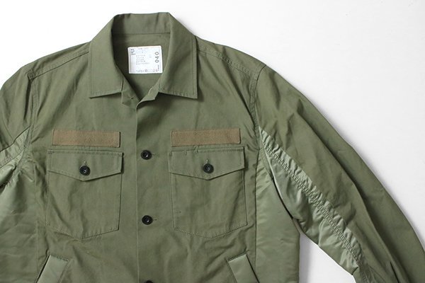sacai ◇Cotton Oxford Nylon Twill Shirt ミリタリー ドッキング