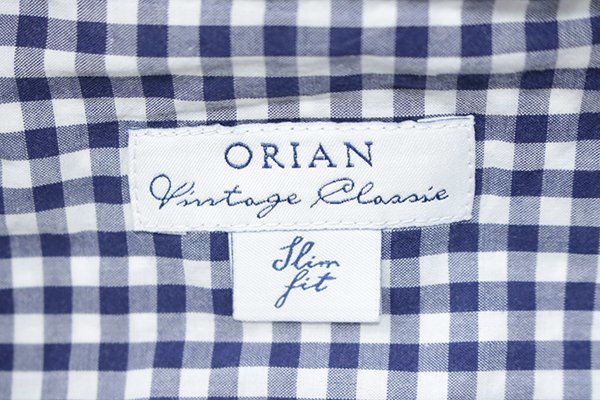 ORIAN ◆ チェック ボタンダウン 長袖シャツ ネイビー サイズ40 (Vintage Classic) スリムフィット オリアン ◆WX14_画像6