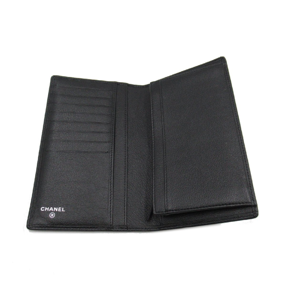 CHANEL シャネル 二つ折り財布 ココマークジャケットモチーフ 二つ折財布 ブラック系 レザー 中古 レディース_画像6