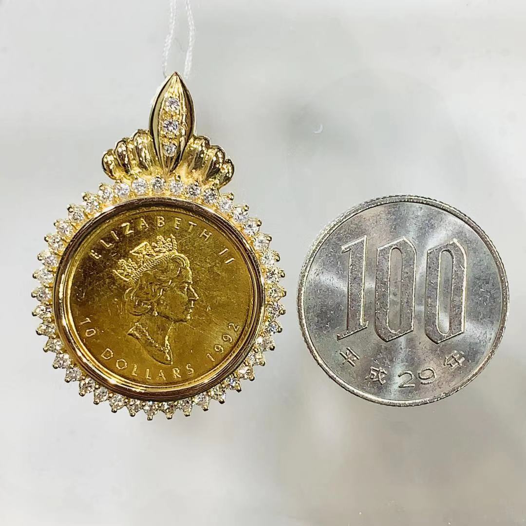 メープル金貨 カナダ エリザベス女王 1992年 K18 24 純金 4オンス