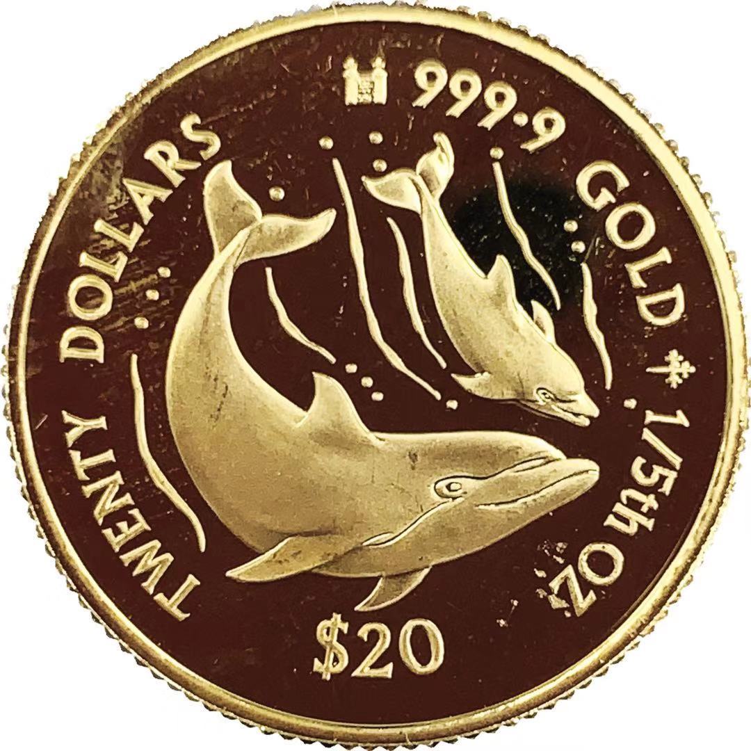 イルカ金貨 エリザベス女王二世 クック諸島 1995年 K24 純金 6.2g 1/5