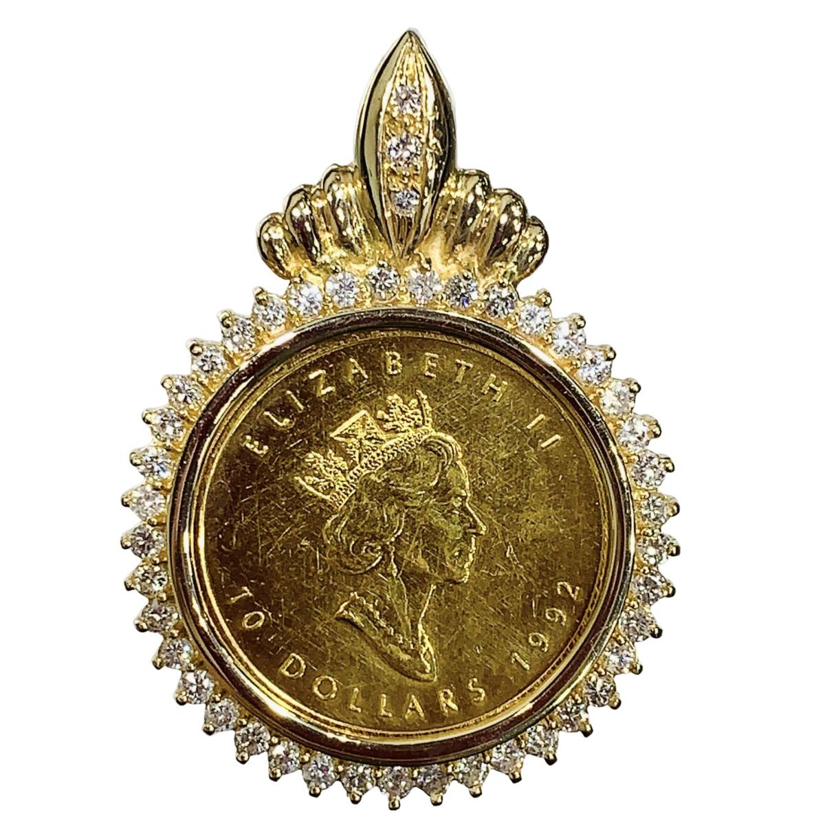 注目ブランド メープル金貨 カナダ エリザベス女王 1992年 K18/24 純金 