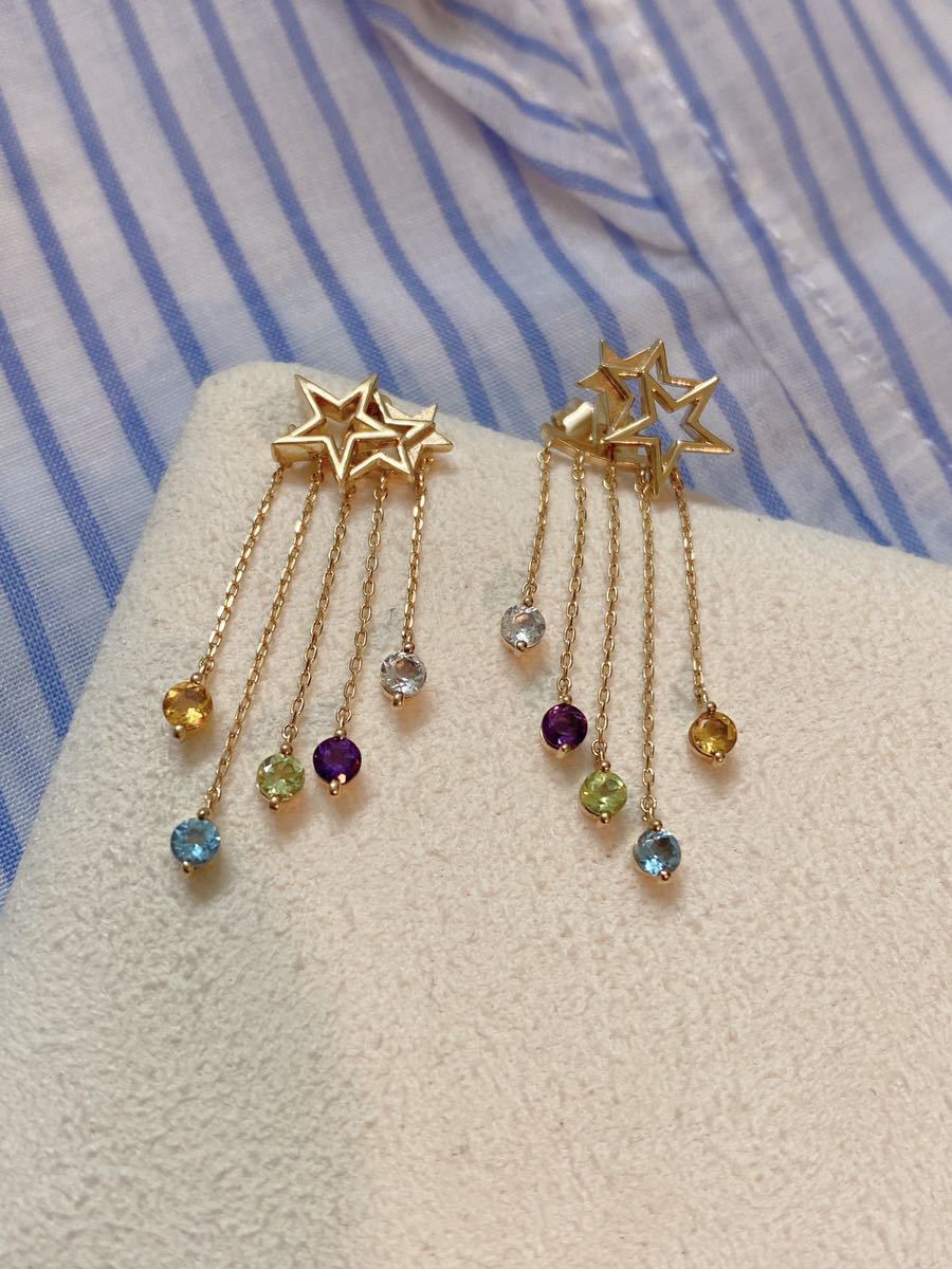 Star Jewelry スタージュエリー K10 カラーストーン ピアス 天然石