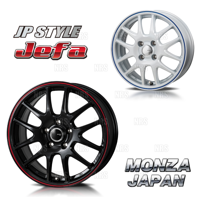 MONZA モンツァ JP STYLE Jefaジェファ(4本セット) 4.5J x 15 インセット+45 PCD100 4穴 パールホワイト/ブルーライン (JEFA-451545-WB-4S_画像1