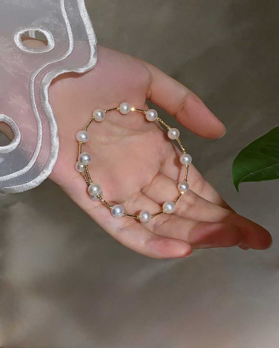 高級】淡水真珠 ブレスレットk18-
