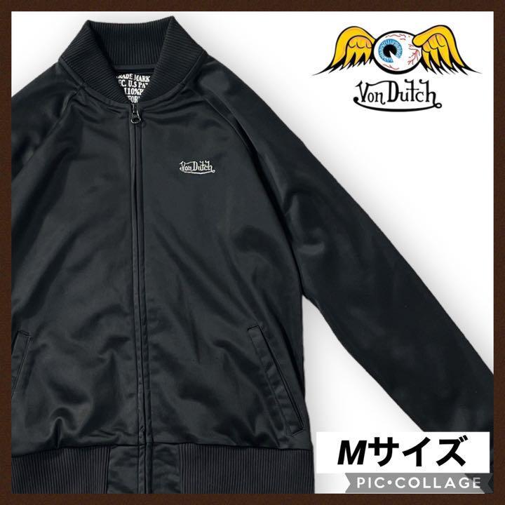 Von Dutch ボンダッチ トラックジャケット M ジャージ 上 黒 ブラック レディース ジップアップジャージ 高襟ジャージ ハイネックジャージ_画像1