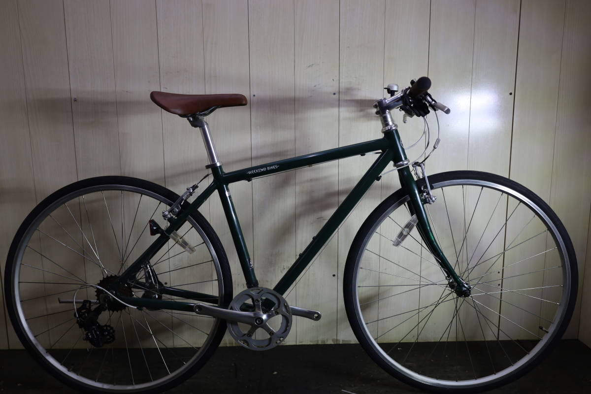 ふるさと納税 美品 あさひ製WEEKEND アルミ 700C シマノ7速 460mm 緑色