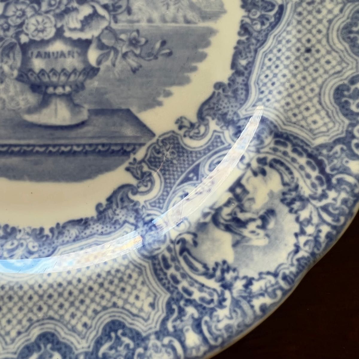 【英国アンティーク】美品　スポード　コープランド ブルー & ホワイト　天使　皿 プレート