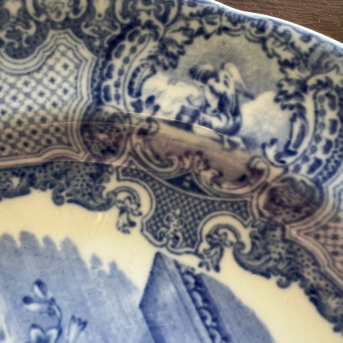 【英国アンティーク】美品　スポード　コープランド ブルー & ホワイト　天使　皿 プレート