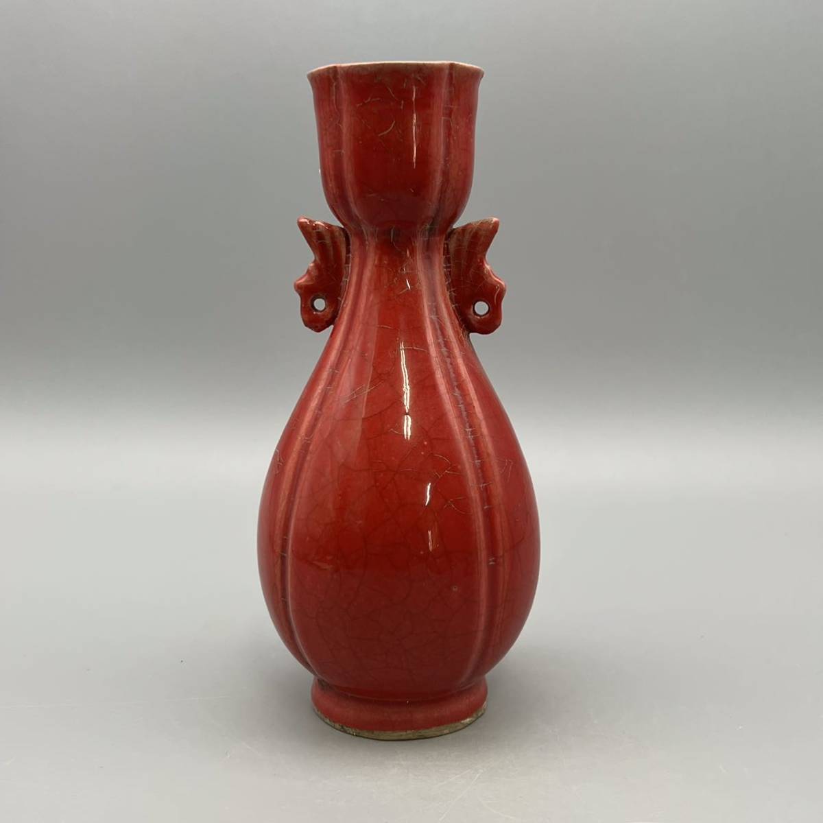 中国美術 官窯 南宋 赤釉 花瓶