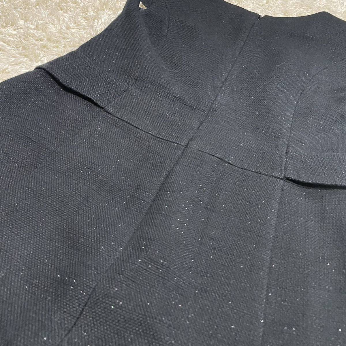 美品 アンタイトル セットアップ ジャケット&ワンピース ツイード ラメ 黒 M ワンピーススーツ 入園式 入学式 卒業式
