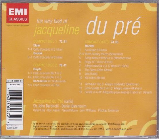 ★CD EMI THE VERY BEST OF JACQUELINE DU PRE (+12P BOOKLET) ジャクリーヌ・デュ・プレ ベストアルバム CD3枚組_画像2