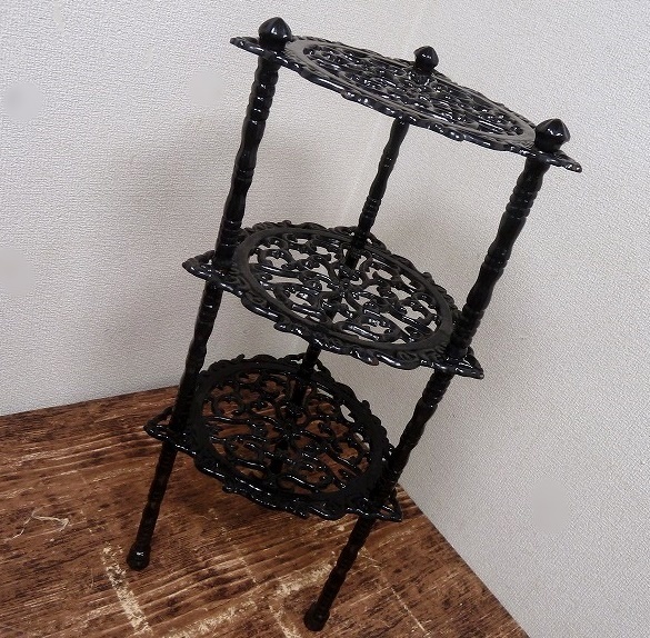 (*BM) iron made / iron black pot stand pot put planter garden furniture height 60. black gardening rack 