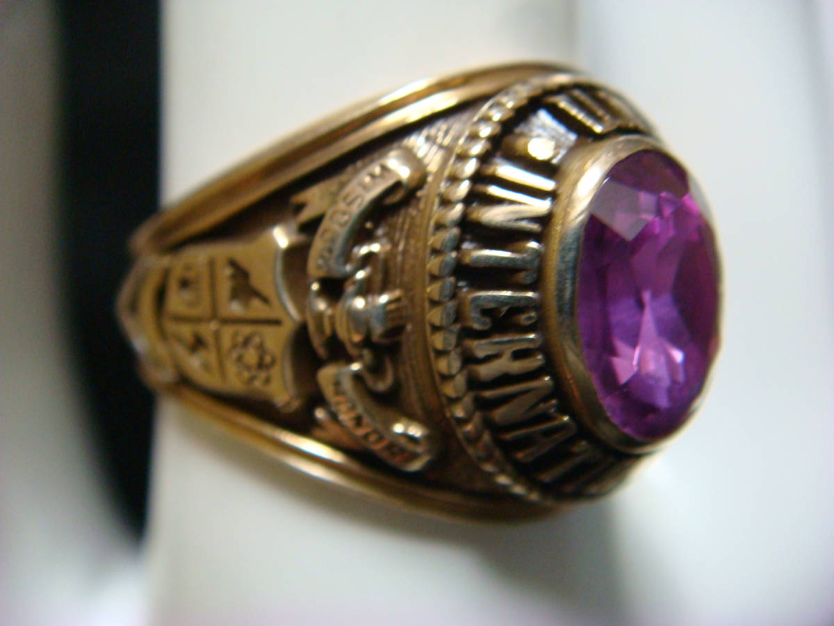 * Vintage college ring school ring 10K Ame si -stroke? compound stone *
