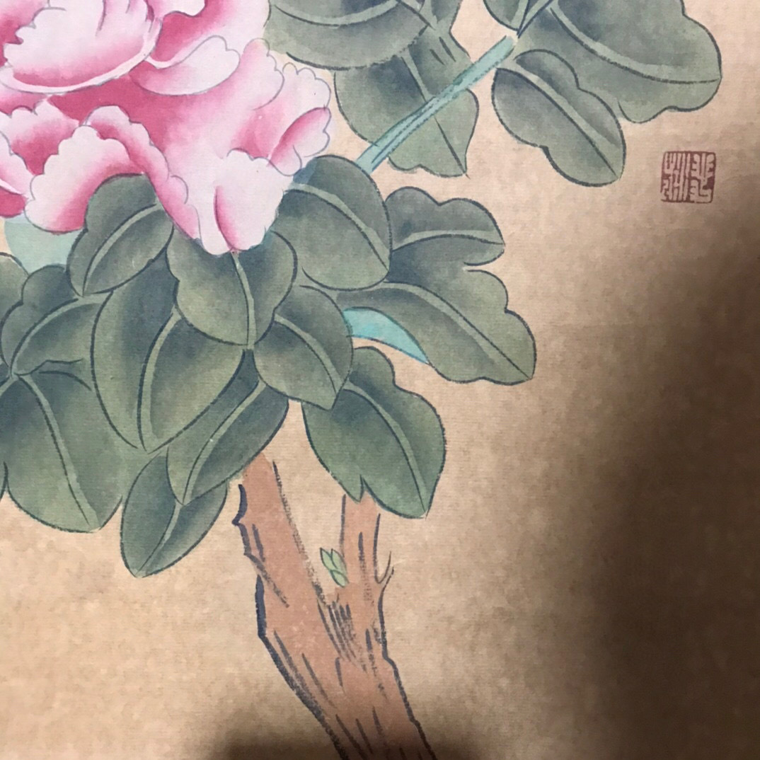 元代画家王淵・中国書画花鳥図』肉筆紙本・掛軸卷画・中国美術