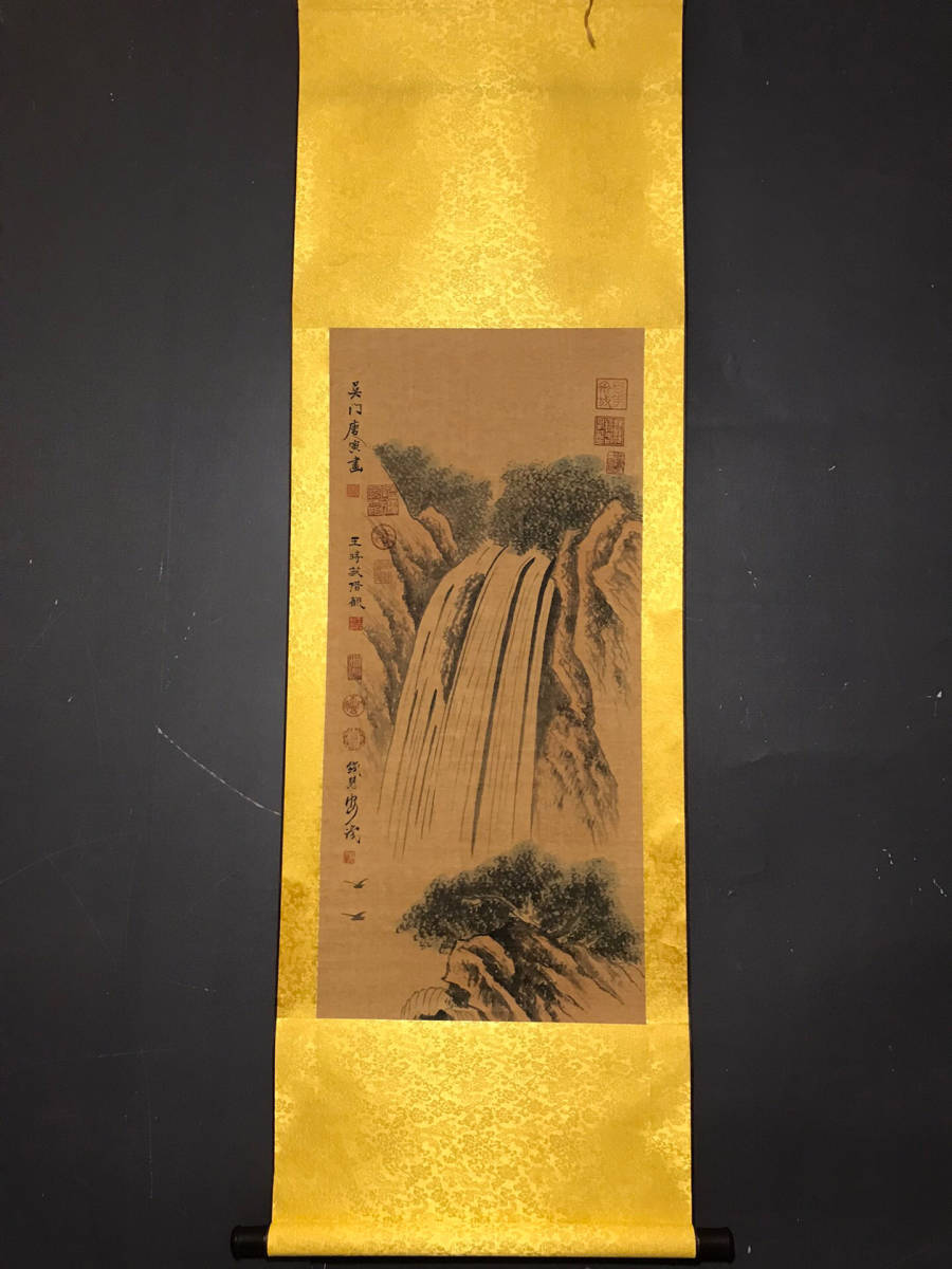 明代画家唐寅・中国書画山水図 』肉筆紙本・掛軸卷画・中国美術