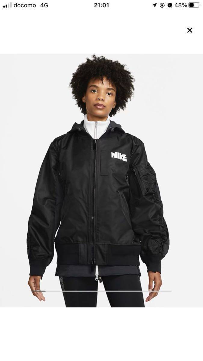 【Sサイズ】2021 SS sacai NIKE womens jacket black 未使用 snkrs 国内正規 cz4678 010 sc-0067 サカイ ナイキ フライトジャケット