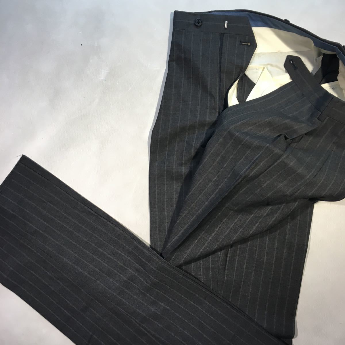  new goods high class Venere Espeno×CANONICO super120*s Italy cloth 3. button setup suit tall size YA9 gray series chock stripe 
